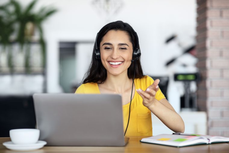 Licensed TinyEYE therapist leading an online pediatric therapy session
